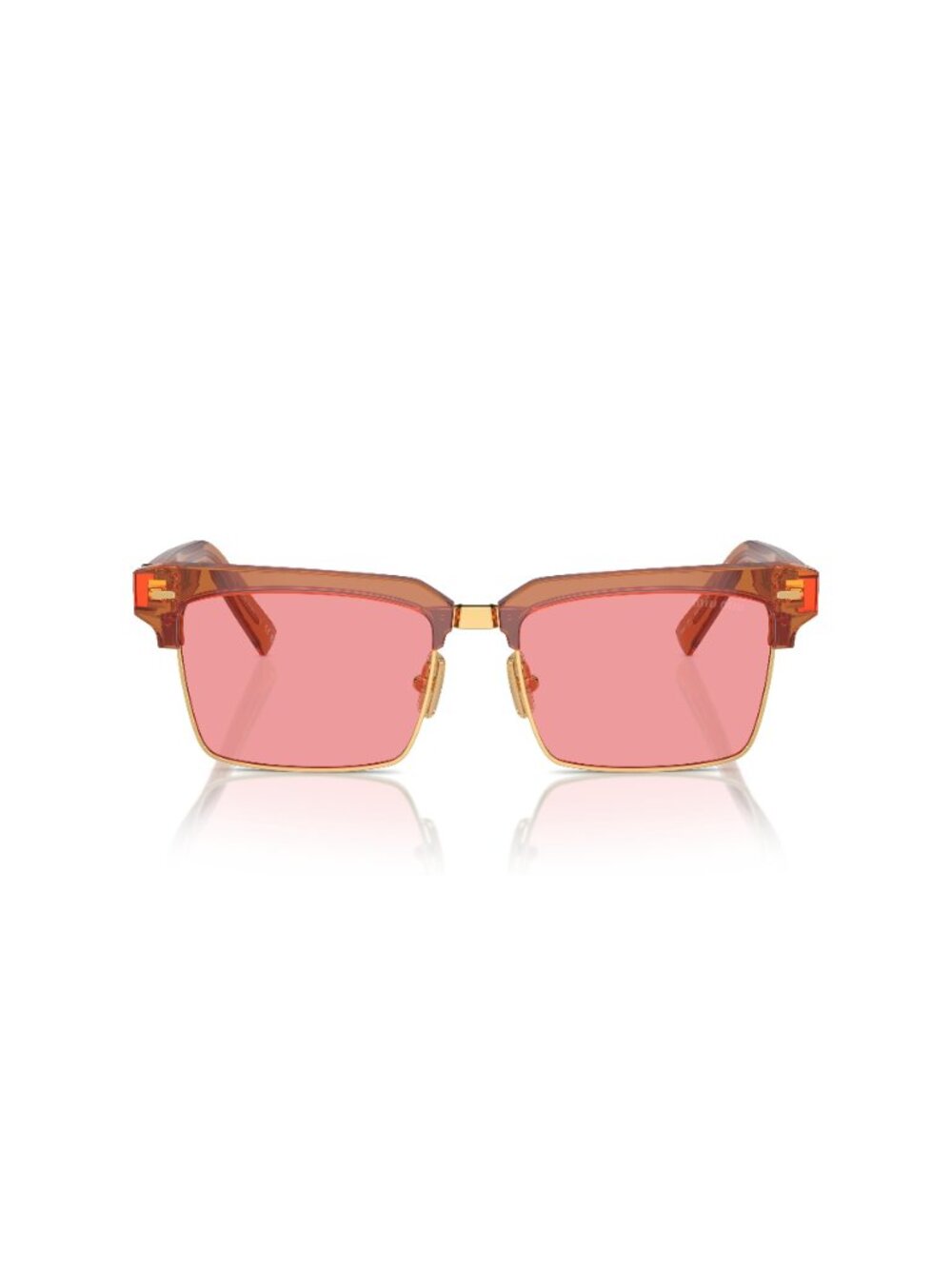 New Miu Miu Women's Sunglasses Brown Square Pink Lens Acetate Frame MU 10ZS 54